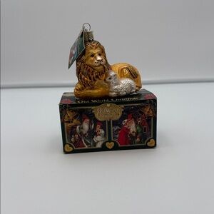 Old World Christmas Lion and Lamb Ornament - Gold and White